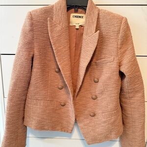 L'AGENCE Blush Textured Double-Breasted Blazer